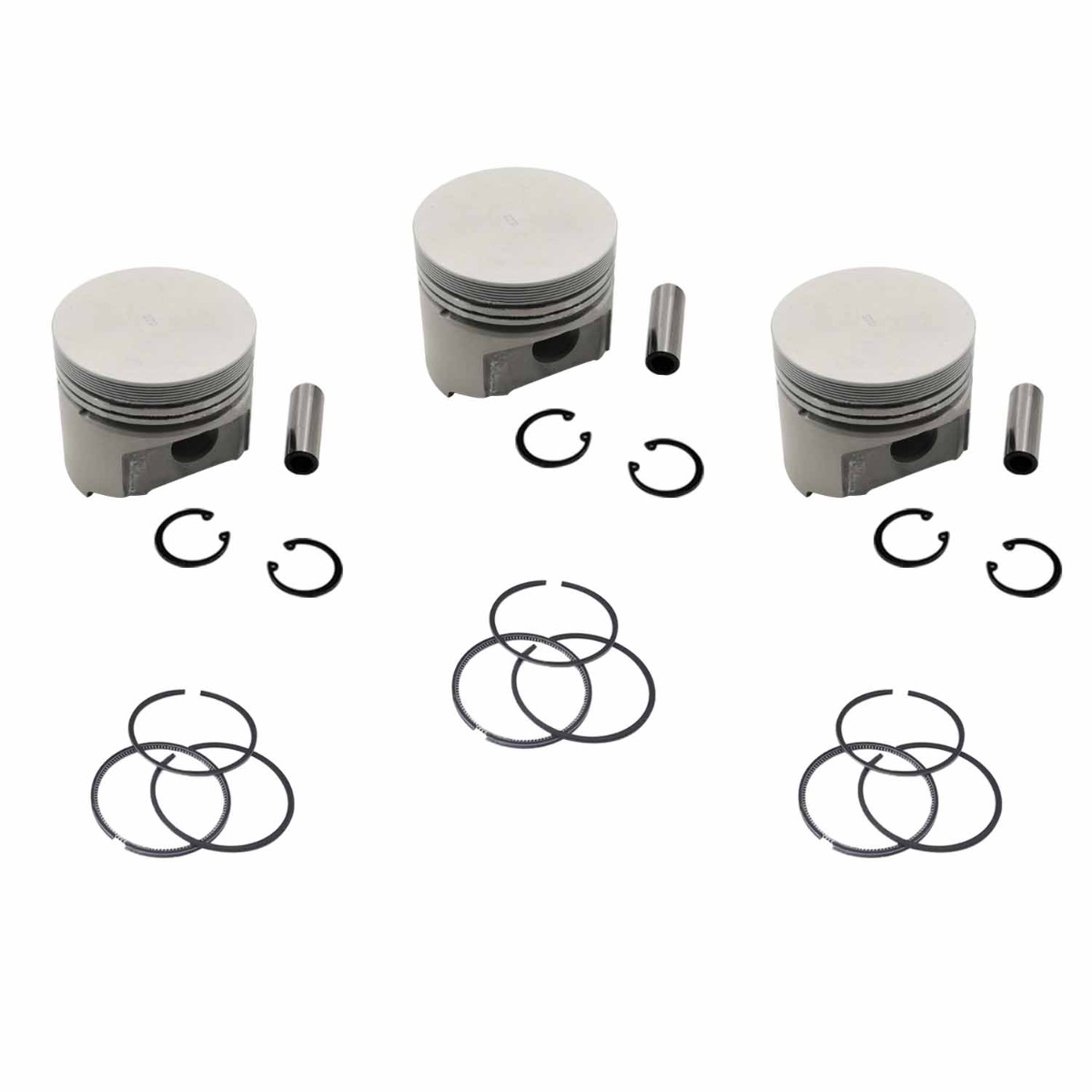 Jeu de pistons et segments 15271-21050 3 pièces pour Kubota