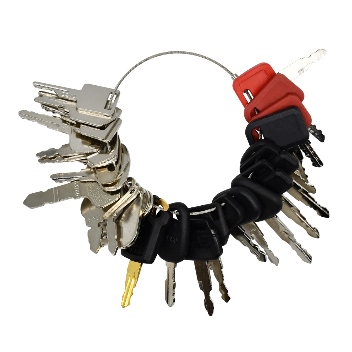 Jeu d'ébauches de clés 104466 30 pièces pour Kubota pour étui pour John Deere pour Bobcat pour Hitachi pour Caterpillar