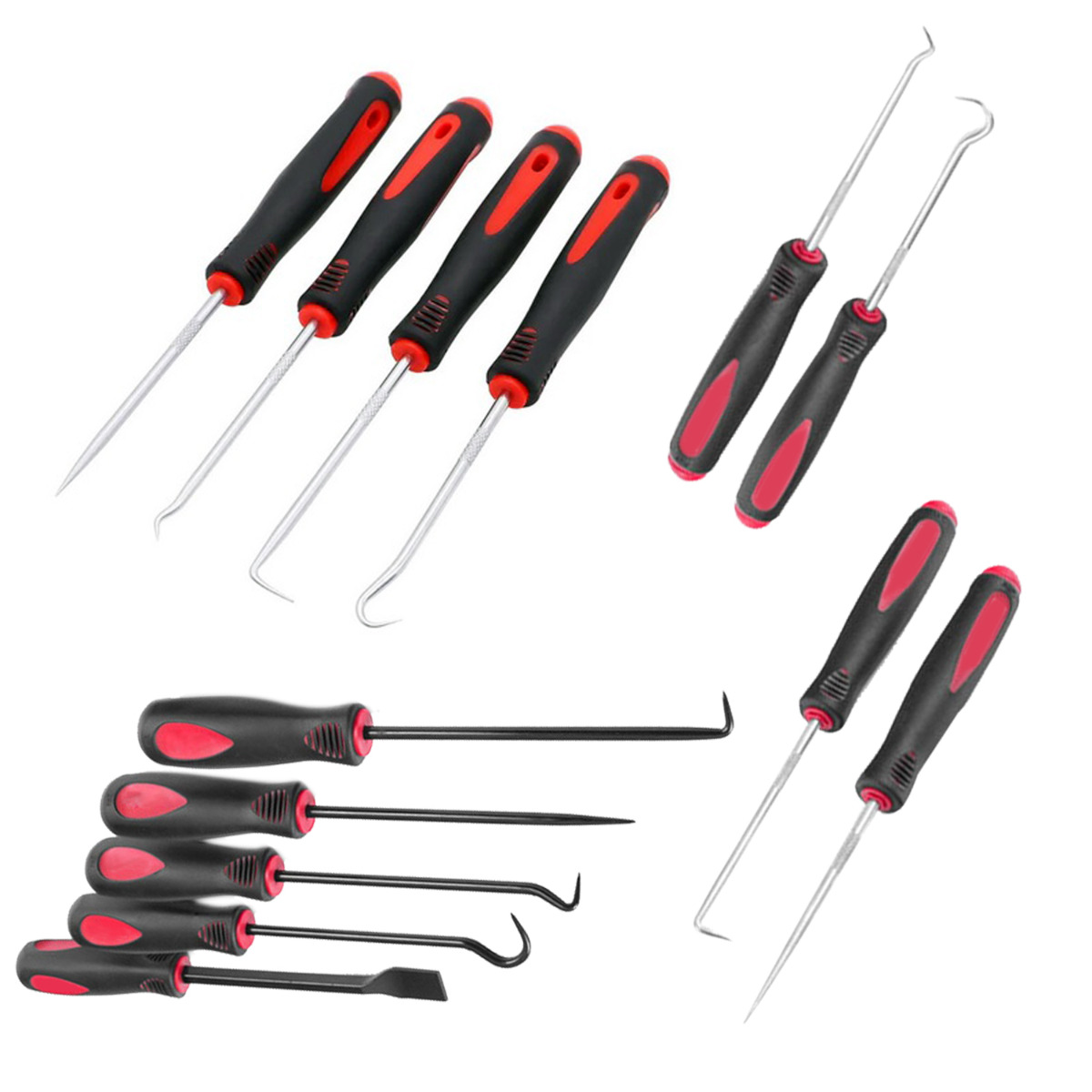 Ensemble d'outils de grattoirs à crochets et à crochets avec poignées en caoutchouc pour joint torique