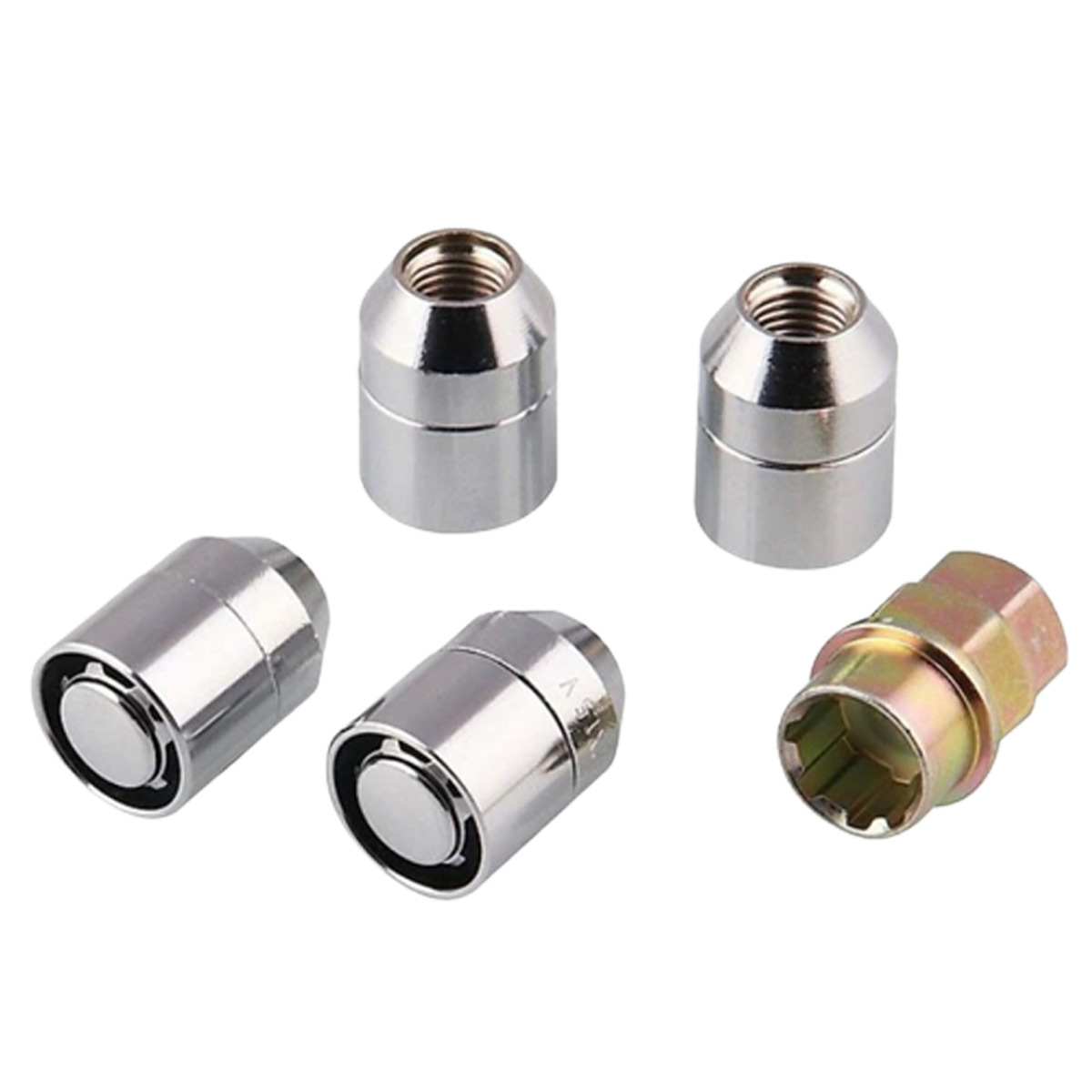 Ecrou de blocage de roue en acier M12x1.5 Ecrou de blocage chromé 4+1 Set pour Honda