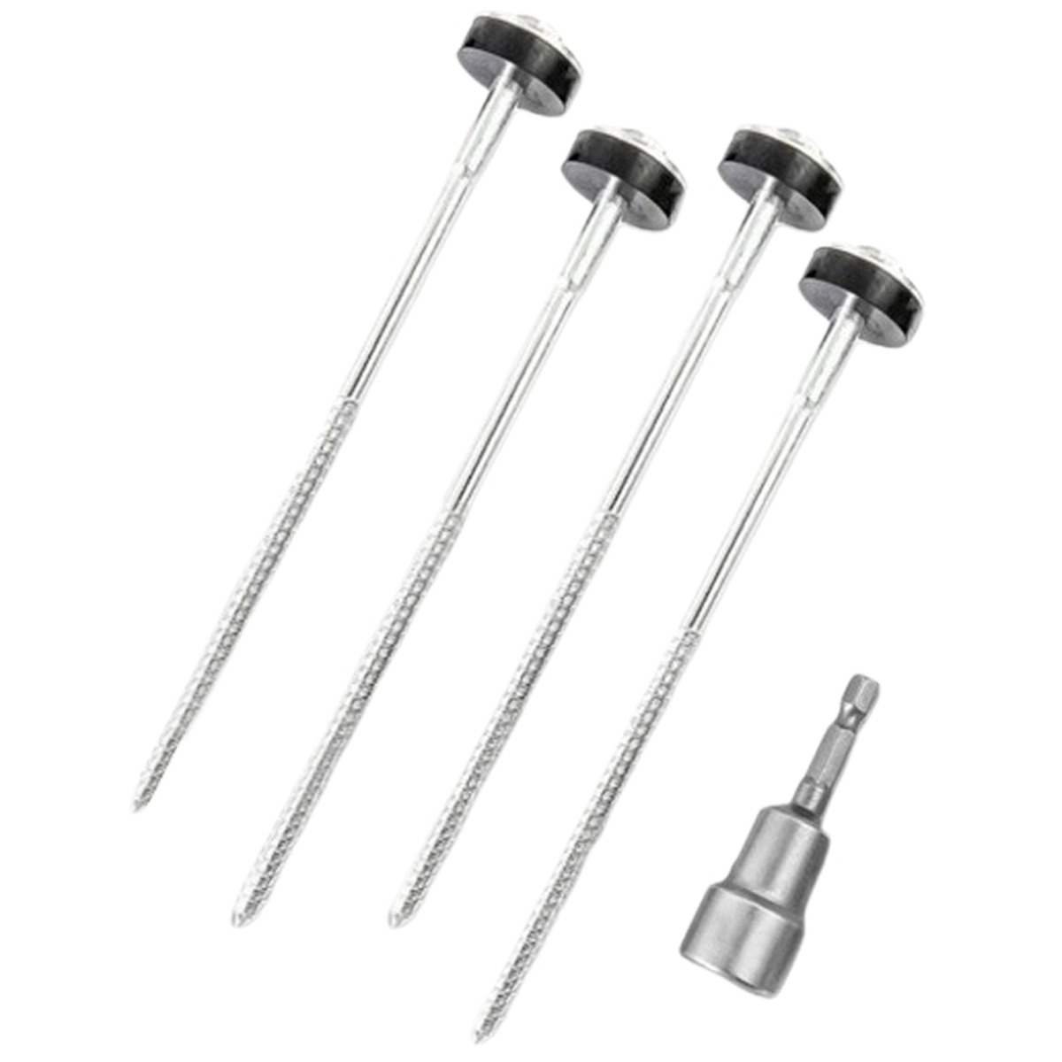 3Pcs Tente Poteaux Foret Peg 12" avec Hex Foret Adaptateur 17MM pour tente de camping