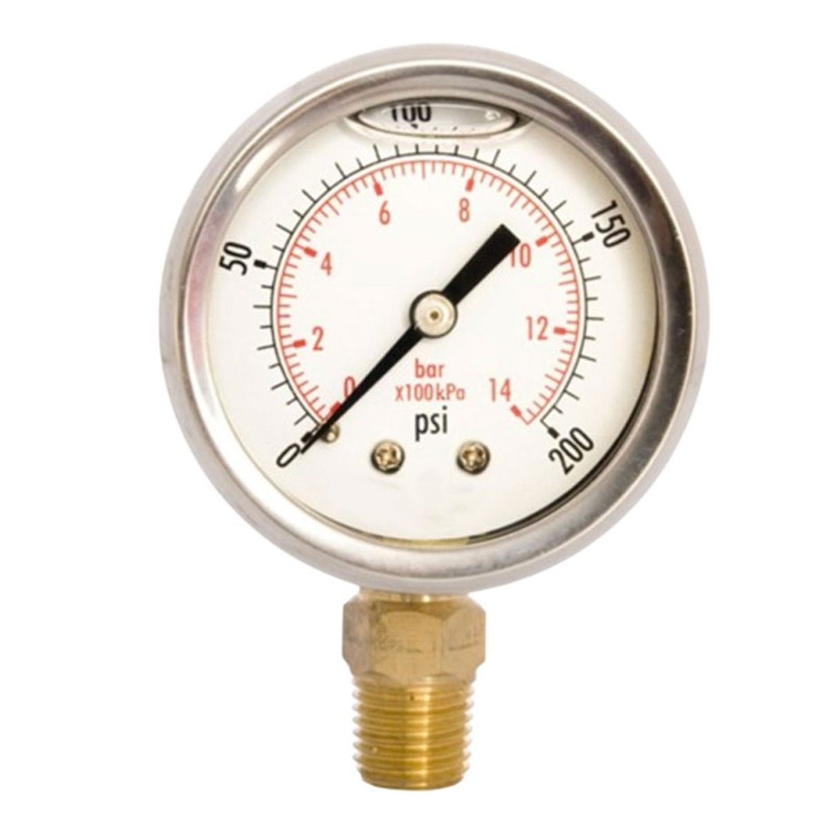 Manomètre à air 2"  surface 1/4" NPT montage arrière pour compresseur