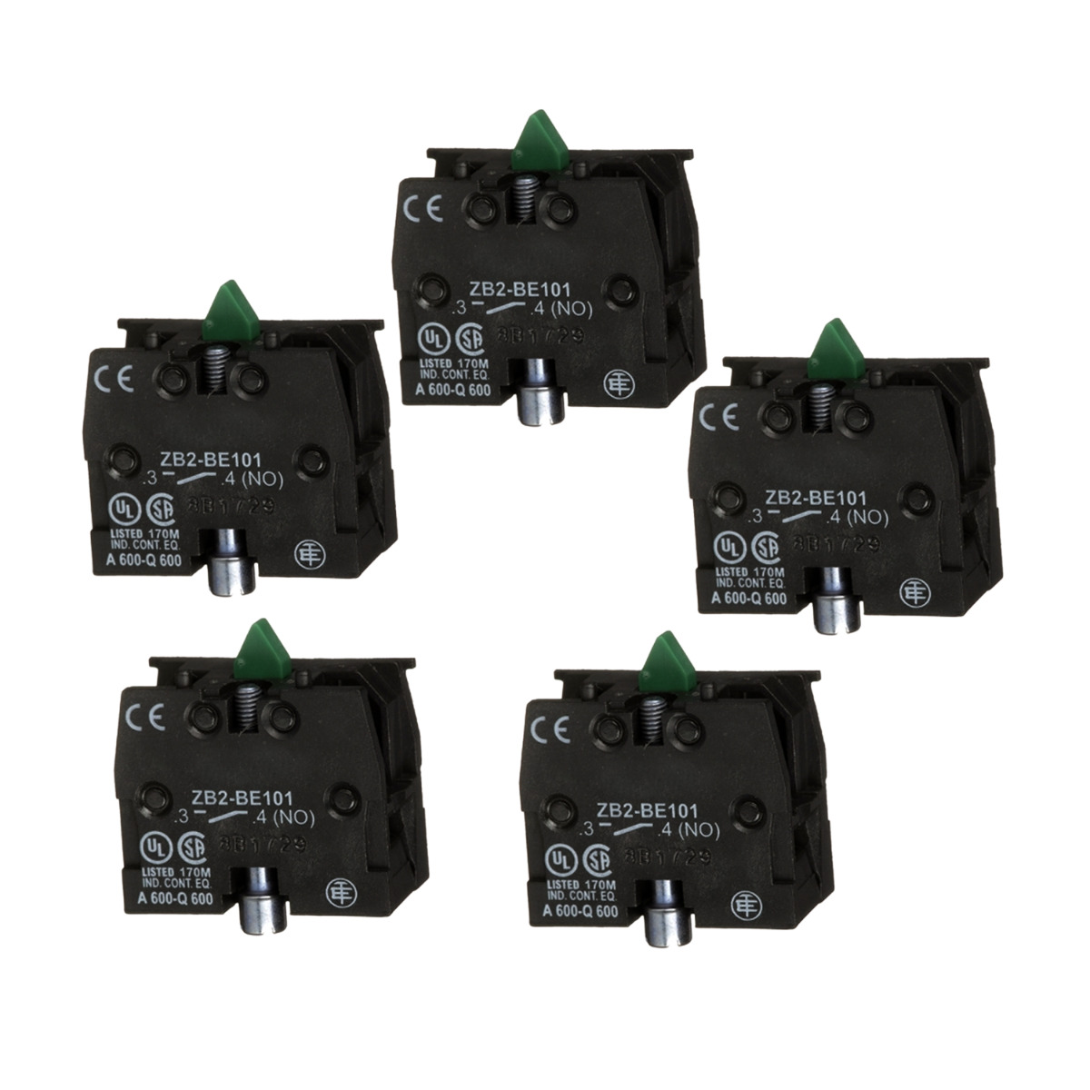 5 pièces Interrupteur à Bouton-poussoir Bloc de Contact 600V 10A ZB2-BE101 pour Schneider