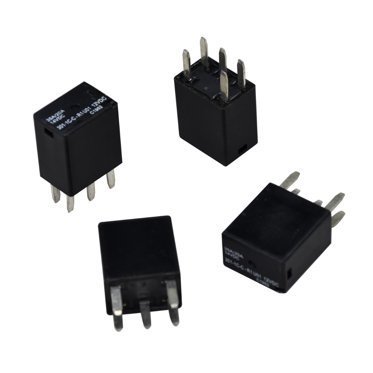 Lot de 4 relais automobiles 20 A 12 V DC 5 broches 301-1C-C-R1-U01-12VDC pour l'industrie automobile
