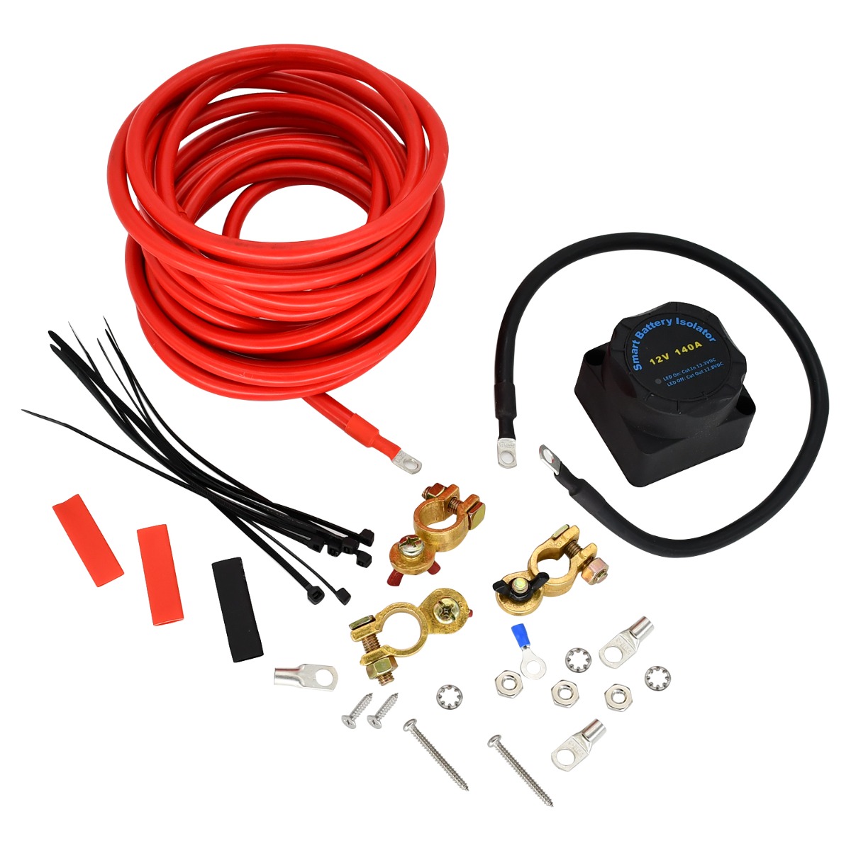 Kit d'isolateur de batterie double 12V 140 ampères, relais sensible à la tension VSR, double batterie, chargeur automatique pour camions